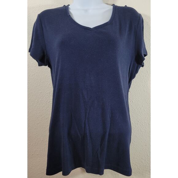 Croft & Barrow Navy Blue Classic Tee Top Medium Lightweight Soft Stretchy - Picture 1 of 4
